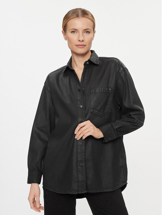 Pepe Jeans Pepe Jeans džínová košile Alix PL304729 Černá Oversize