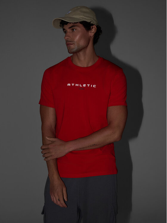 4F 4F T-Shirt NIGHT RUN Czerwony Slim Fit