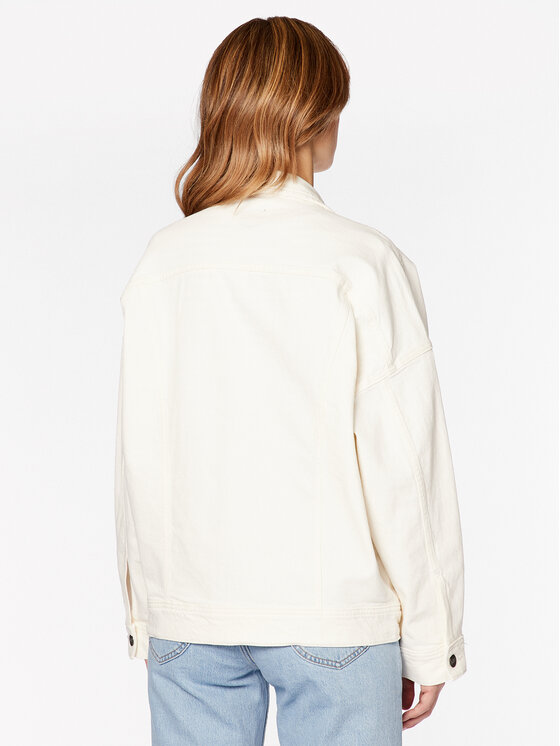Lee Lee Kurtka jeansowa L56PGVA60 Biały Relaxed Fit