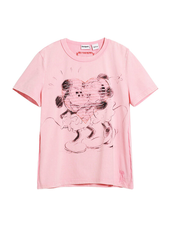 Desigual Desigual Tricou Core Mickey 26SWTK42 Roz Regular Fit