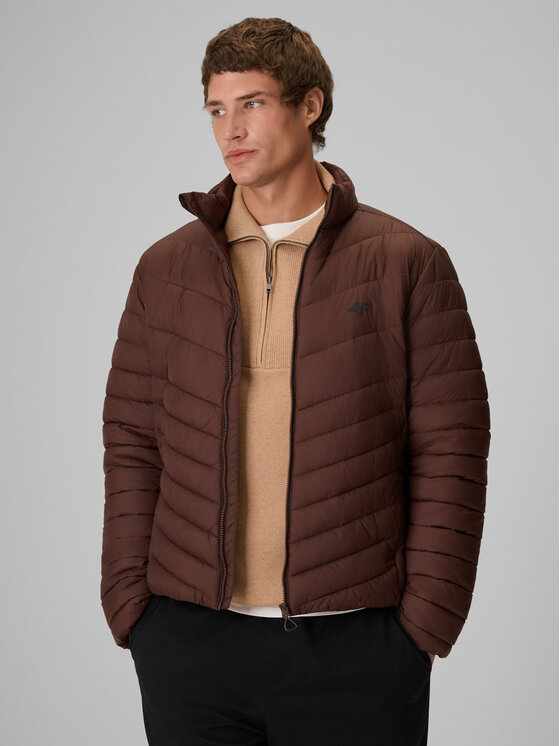 4F 4F Kurtka puchowa BASIC+ Brązowy ciemny Regular Fit