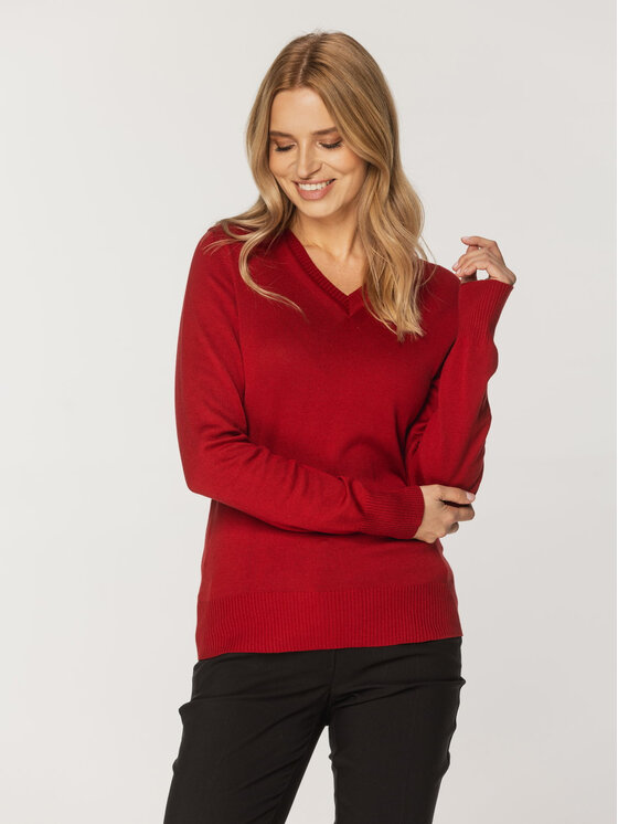 Willsoor Willsoor Sweter 88441 Bordowy Basic Fit