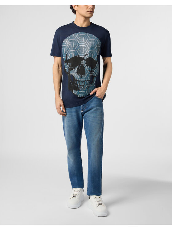 PHILIPP PLEIN PHILIPP PLEIN T-Shirt 31298 Granatowy Regular Fit