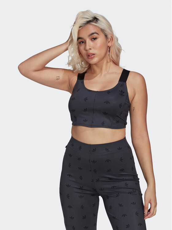 adidas adidas Top Allover Print Corset HL9159 Šedá Slim Fit