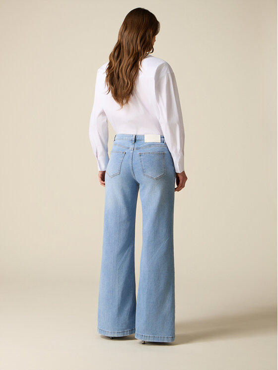 Oltre Oltre Jeansy P460R008887N004 Turkusowy Flare Fit