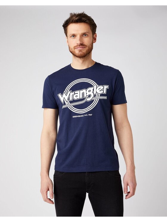 Wrangler Wrangler T-shirt SS ROUND LOGO TEE Blu Regular Fit