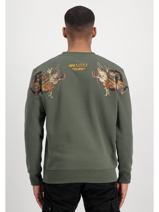 Alpha Industries Alpha Industries Bluza Dragon Embroidery Sweatshirt Zielony Regular Fit