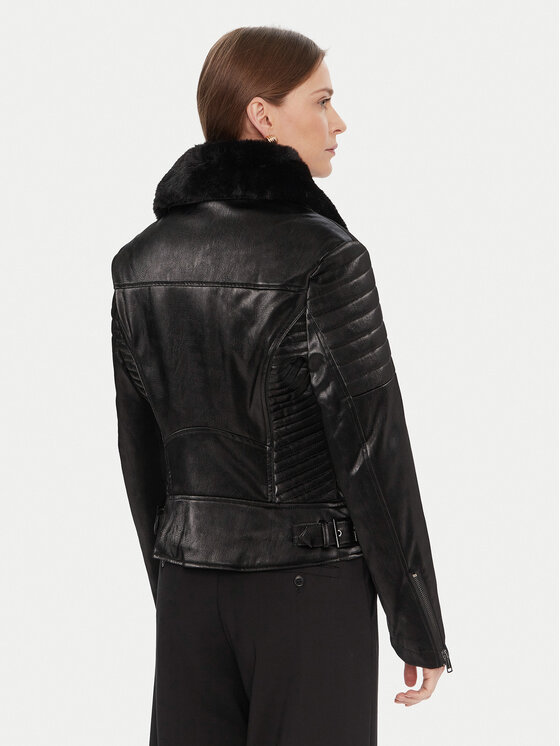 Guess Guess Baikerių stiliaus striukė W5BL35 W2820 Juoda Regular Fit