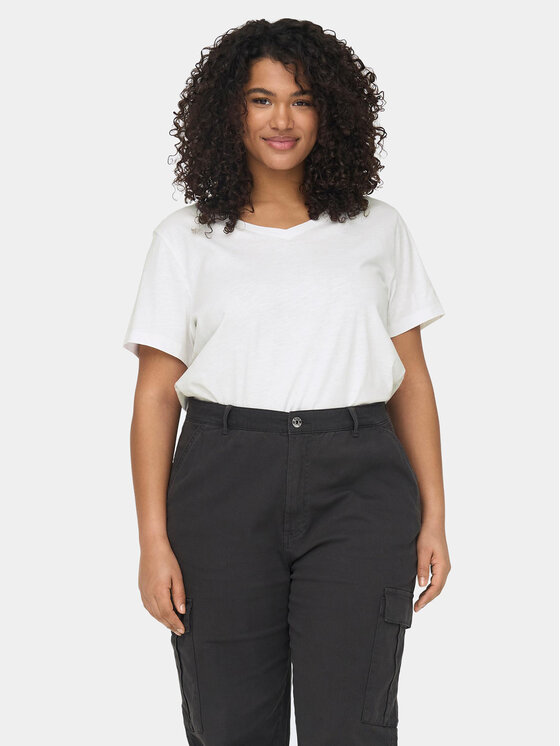 ONLY Carmakoma ONLY Carmakoma Тишърт 15285965 Бял Regular Fit