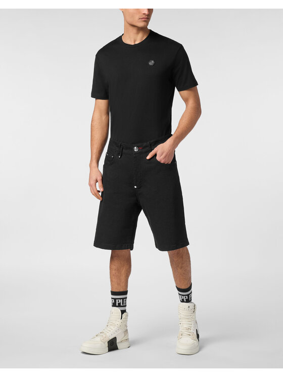 PHILIPP PLEIN PHILIPP PLEIN Szorty jeansowe 24335 Czarny Loose Fit