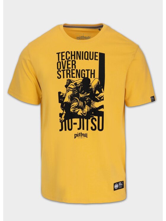 PITBULL PITBULL T-Shirt TECHNIQUE OVER STRENGHT Żółty Regular Fit