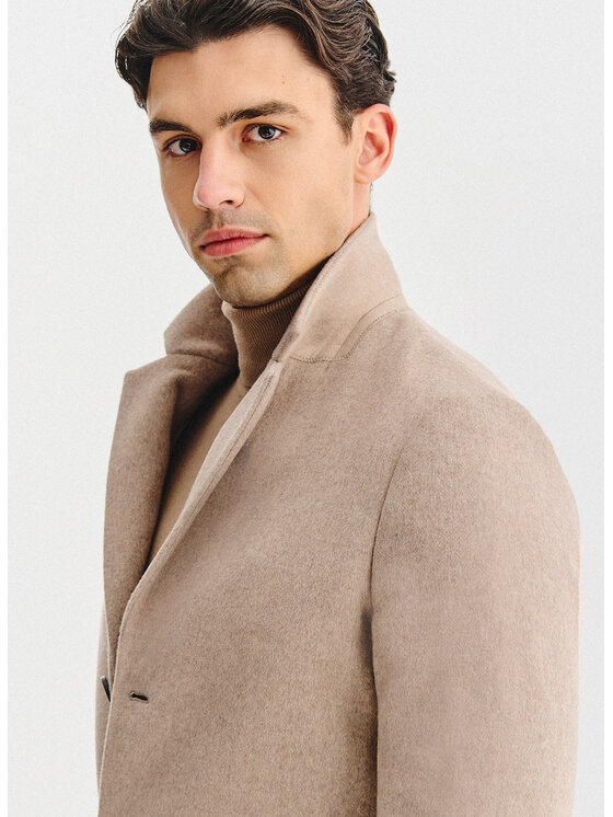 Pako Lorente Pako Lorente Płaszcz wełniany P25WF-7X-020 Beżowy Classic Fit