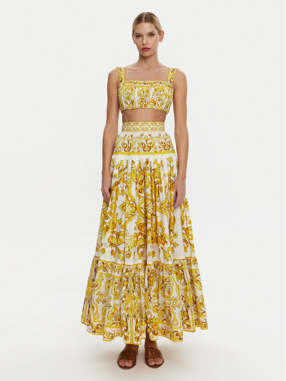 Dolce&Gabbana Dolce&Gabbana Maxi szoknya F4CX0T HH5A5 Sárga Regular Fit