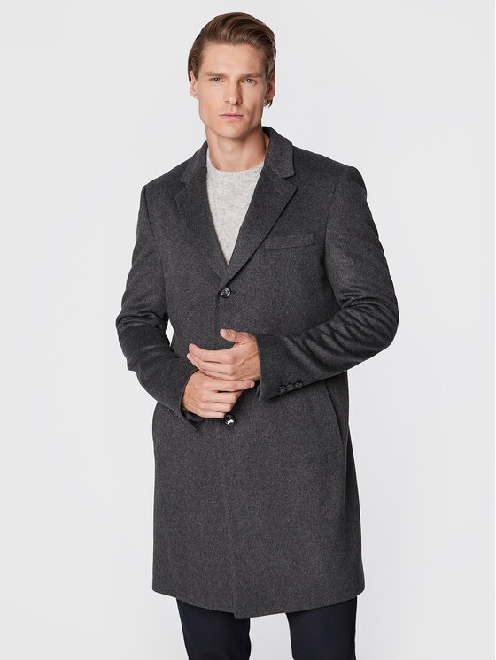 BOSS Boss Vlněný kabát H-Hyde-224 50479756 Šedá Slim Fit