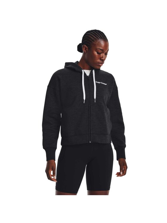 Under Armour Under Armour Bluza Under Armour Essential Fleece Script FZ Hoodie Czarny Relaxed Fit