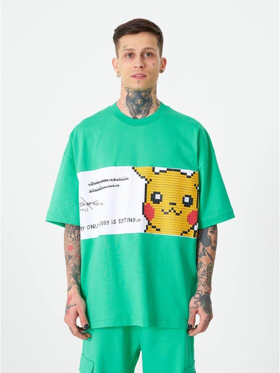 Machinist Machinist T-Shirt Koszulka Z Krótkim Rękawem Oversize Zielona Machinist Pikachu M Zielony Oversize