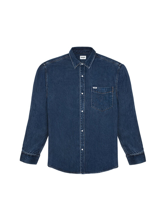 Wrangler Wrangler Koszula LS 1 PKT SHIRT Niebieski Regular Fit