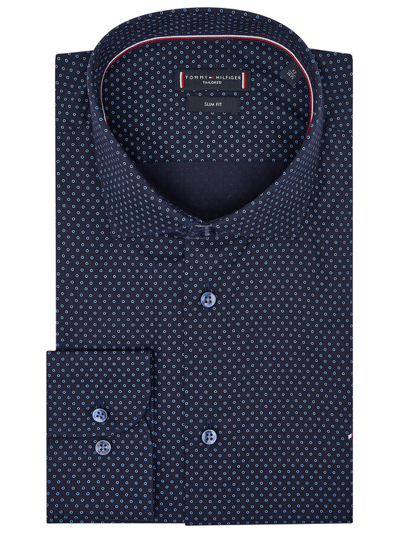Tommy Hilfiger Tailored Tommy Hilfiger Tailored Cămașă Dot Print MW0MW16505 Bleumarin Slim Fit