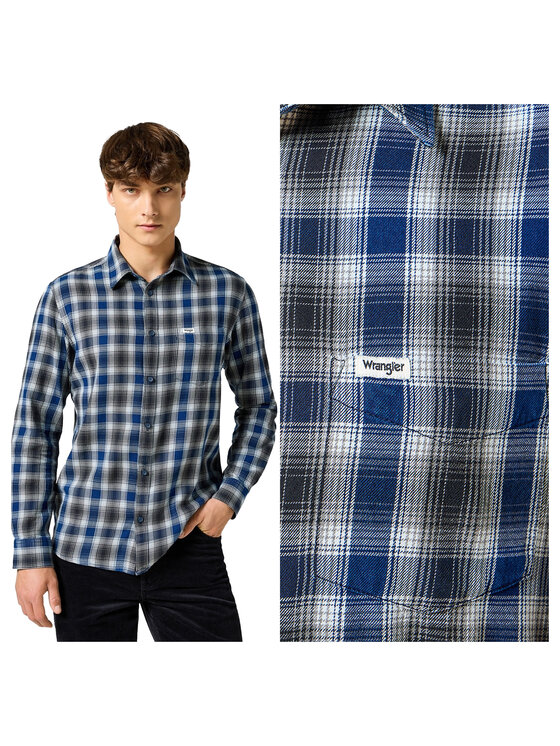 Wrangler Wrangler Koszula 1PKT SHIRT Niebieski Regular Fit