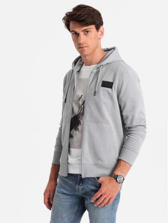 Ombre Ombre Mikina OM-SSZP-0140 Šedá Regular Fit