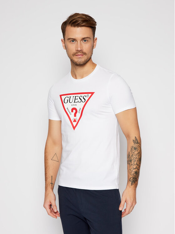Guess Guess Majica M0BI71 I3Z11 Bela Slim Fit