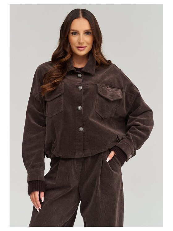 Makadamia Makadamia Kurtka przejściowa C96 Brązowy Loose Fit