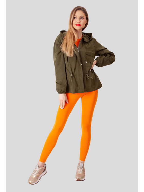 Perso Perso Kurtka przejściowa lekka z kieszeniami Khaki Slim Fit