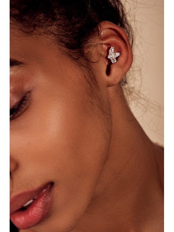 Leis Leis Orecchini Fiore Placcatura in argento rodiato