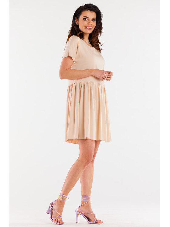 Awama Awama Sukienka letnia A517 Beżowy Basic Fit