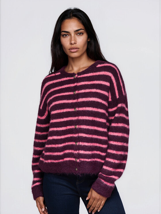 Ombre Ombre Sweter OW-SW-E0052 Bordowy Relaxed Fit