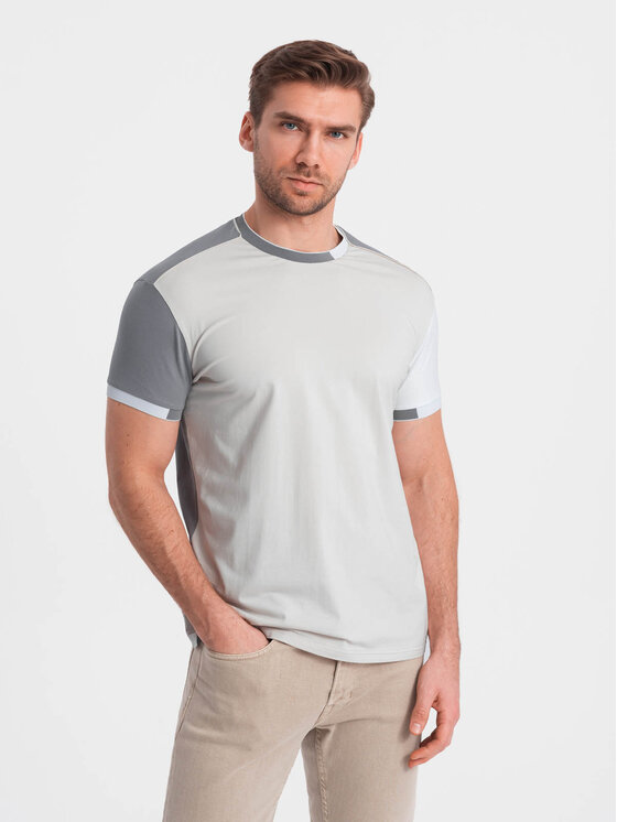 Ombre Ombre T-Shirt OM-TSCT-0176 Šedá Regular Fit