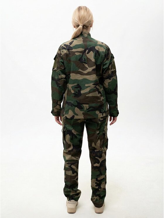 Jigga Wear Jigga Wear Komplet kurtka przeciwdeszczowa i spodnie Mundur Militarny Taktyczny moro camo harcerstwo 130541 Zielony Regular Fit