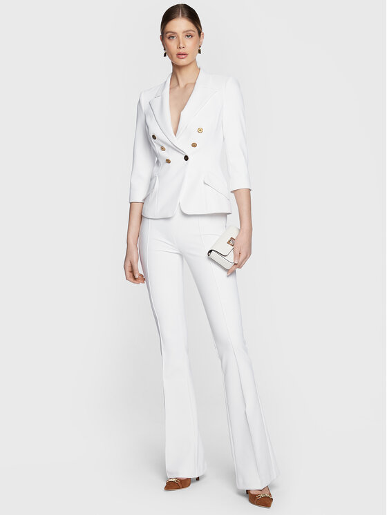 Pantaloni di tessuto PA-047-31E2-V230 Bianco Slim