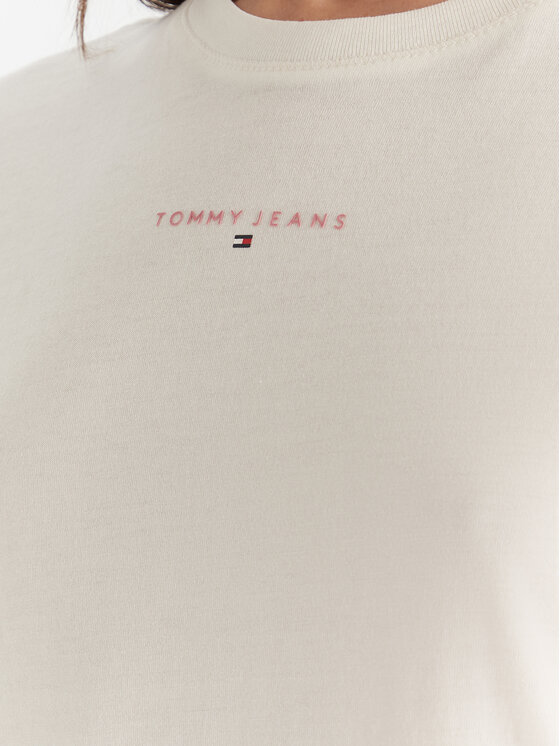 Tommy Jeans Tommy Jeans Tričko Linear DW0DW21964 Écru Regular Fit