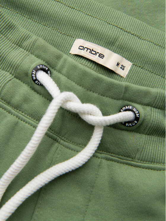 Ombre Ombre Spodnie dresowe OM-PABS-0305 Zielony Regular Fit