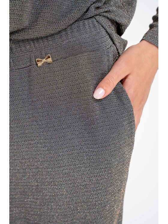 CLICK CLICK Spodnie materiałowe 70-813 Srebrne rodowanie Comfortable Fit