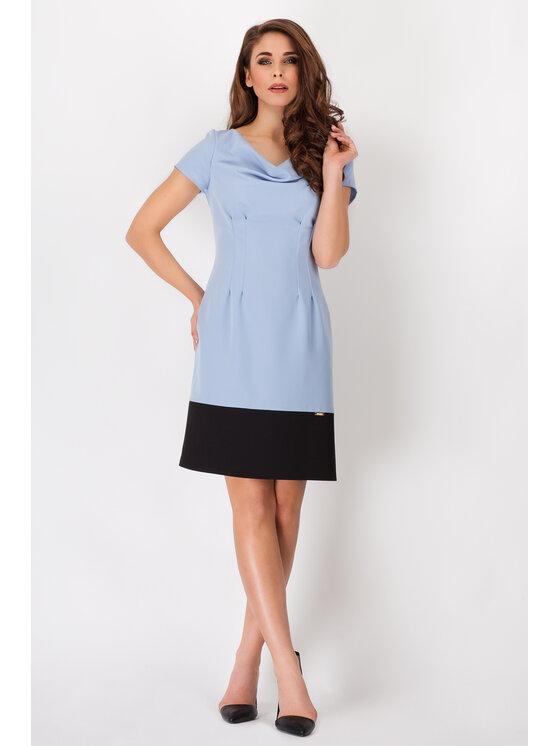Awama Awama Sukienka A086 Niebieski Basic Fit