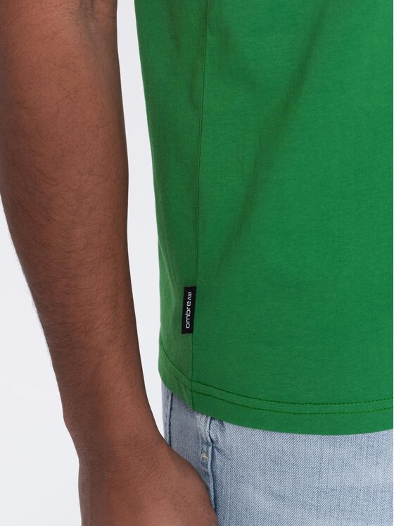 Ombre Ombre T-Shirt OM-TSBS-0146 Zielony Regular Fit
