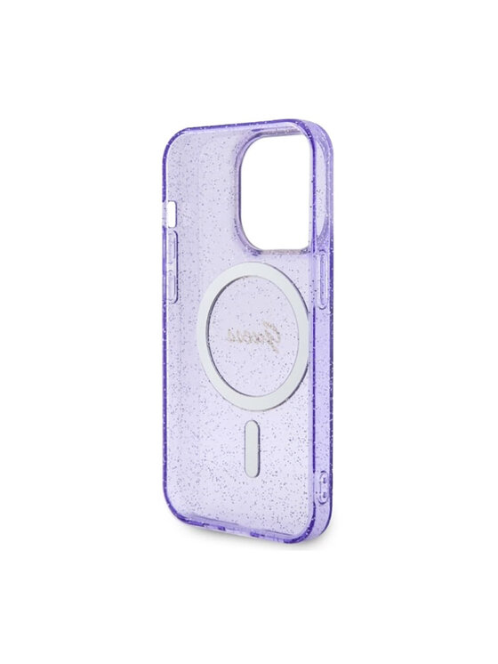 Guess Guess Etui na telefon Glitter Gold MagSafe Granatowy