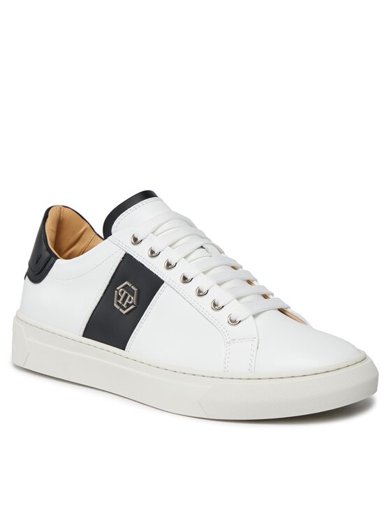 PHILIPP PLEIN PHILIPP PLEIN Laisvalaikio batai Leather Lo-Top Sneakers Hexagon AACS MSC3905 PLE075N Balta