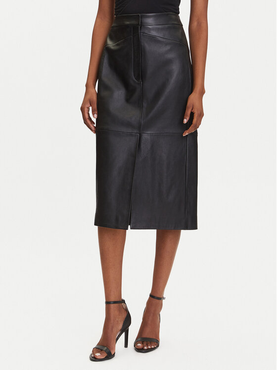BOSS Gonna di pelle Sekina 50543188 Nero Regular Fit, taglia : 40