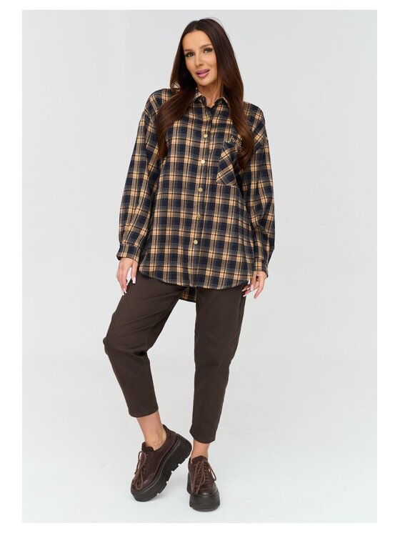 Makadamia Makadamia Koszula C84 Granatowy Loose Fit