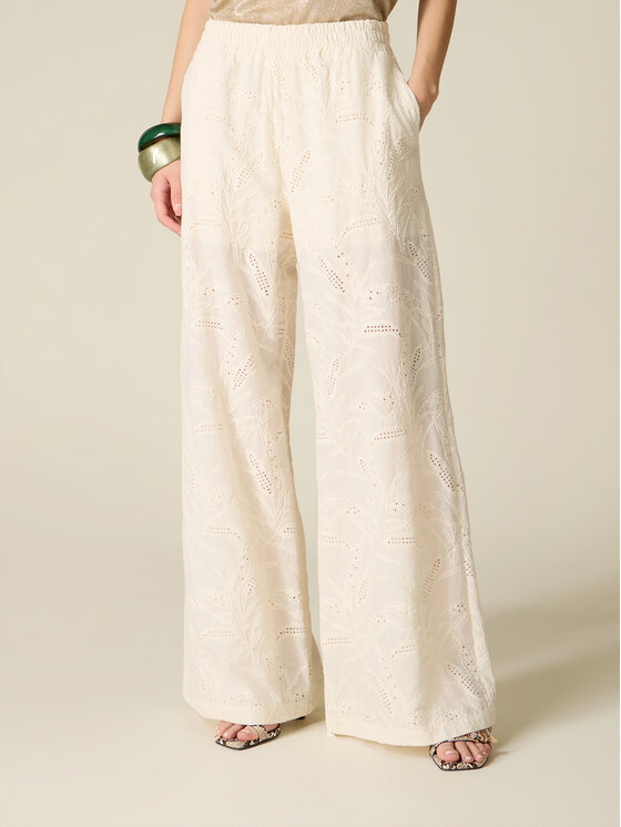 Oltre Oltre Pantaloni di tessuto P020J002478N021 Bianco Baggy Fit