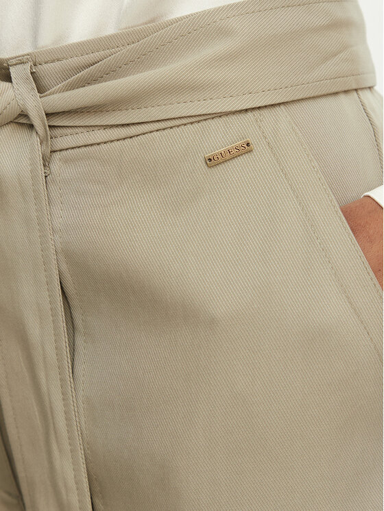 Guess Guess Bavlnené šortky W5GD1R WG4C2 Kaki Regular Fit