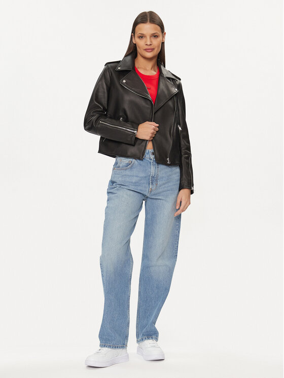 HUGO Hugo Kurtka skórzana Lujana 50512604 Czarny Regular Fit