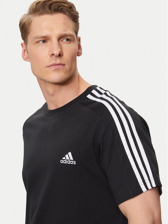adidas adidas Tričko Essentials Single Jersey 3-Stripes T-Shirt IC9334 Čierna Regular Fit