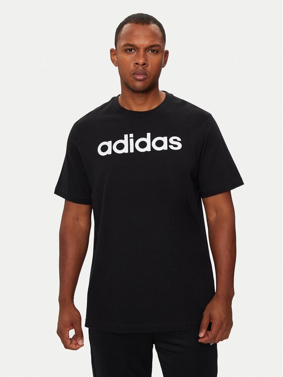 adidas adidas Tričko Essentials Single Jersey Linear Embroidered Logo T-Shirt IC9274 Čierna Regular Fit