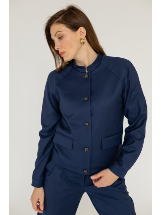 Entelier Entelier Marynarka Rękaw raglan Granatowy Modern Relaxed Fit