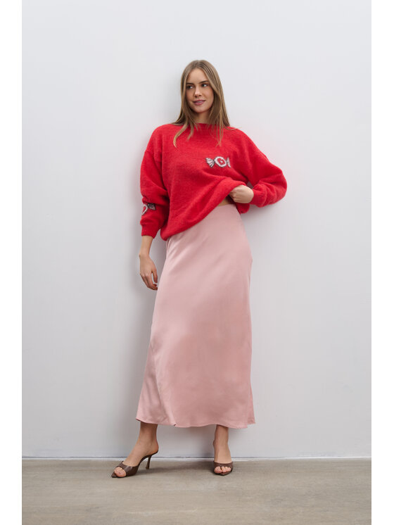 Fobya Fobya Sweter F2107 Czerwony Basic Fit