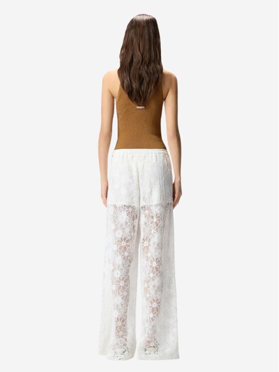 PINKO PINKO Bryczesy LAURIE PANTALONE PIZZO REBRODE Biały Regular Fit